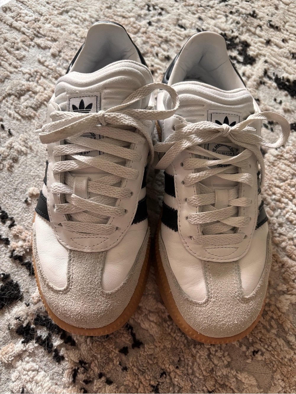 adidas White & Black Retro Gum Sole Sneakers